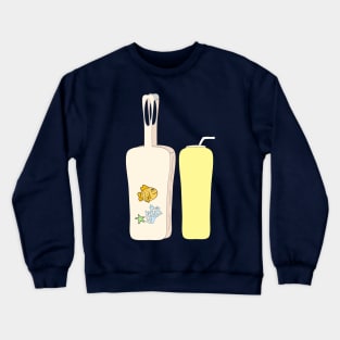 Drawings of cloth bottle bag and a water bottle. Crewneck Sweatshirt